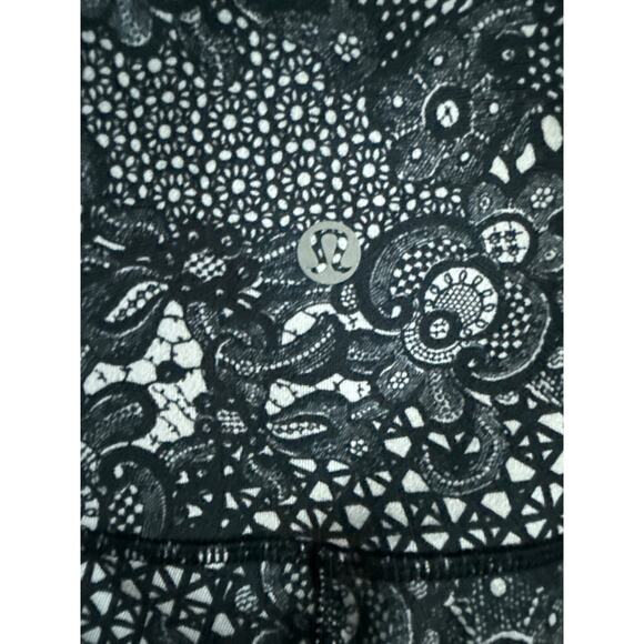 Lululemon Wunder Under Full-On Luon Leggings Pretty Lace Black & White Size 10 - Picture 9 of 13